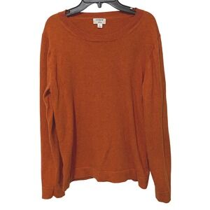 J Crew Teddie Pullover Sweater L Rust Orange Classic Vibrant Academia Preppy